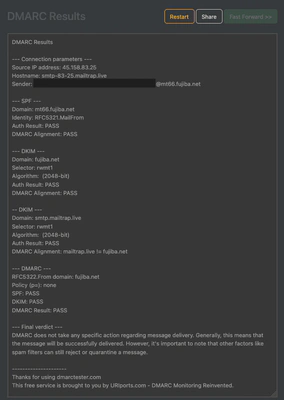 dmarctesterでのテスト結果
