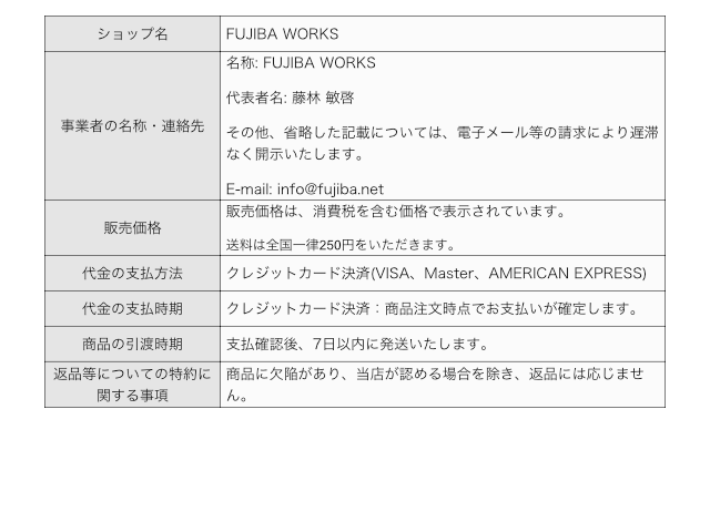 特定商取引法に基づく表記